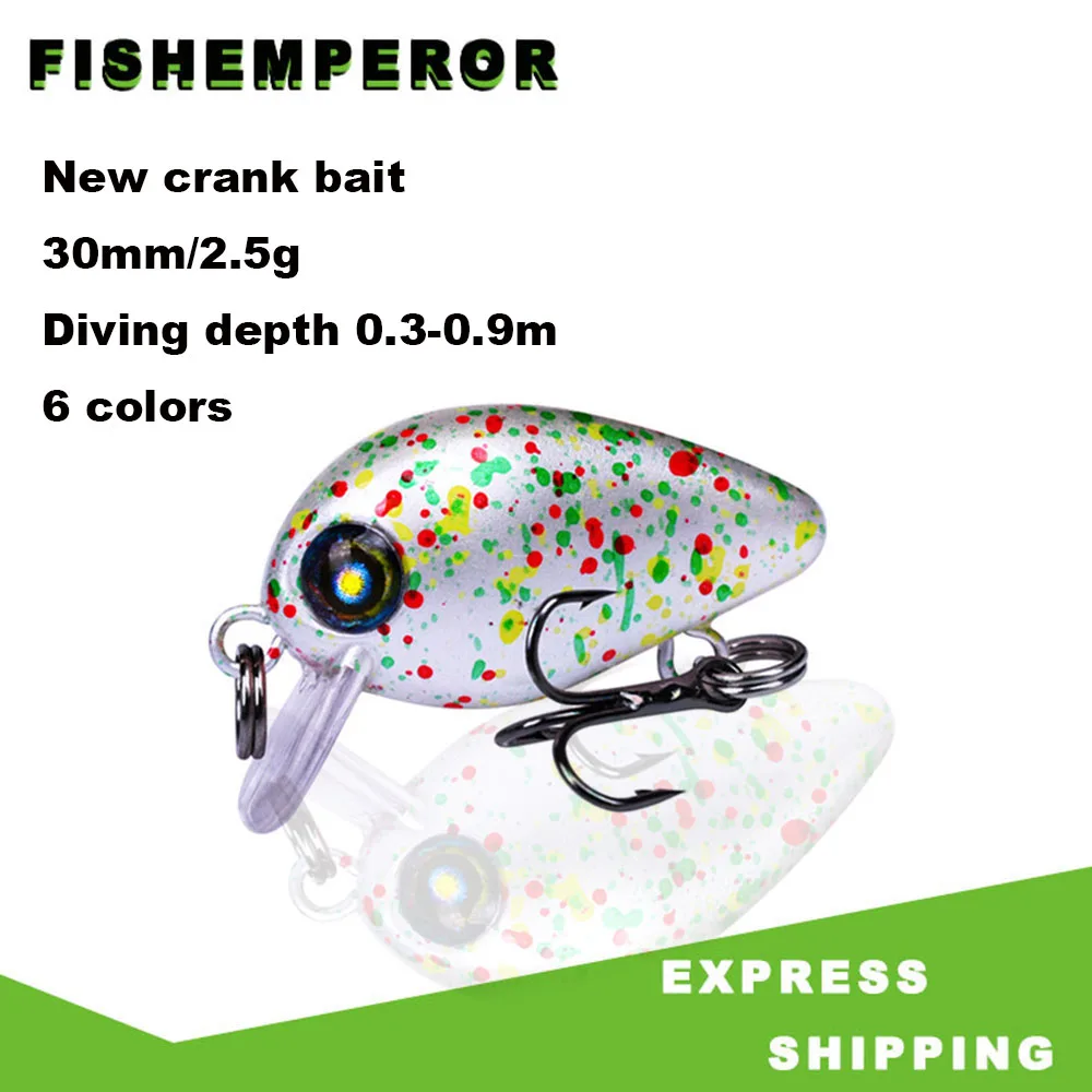 

1pcs Swiming Fish Fishing Lure 30mm 2.5g Artificial Hard Crank Bait Topwater Wobbler Japan Mini Crankbait Diving depth 0.3-0.9m
