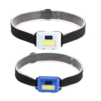 

2x Cob Led Mini Head Light Lamp Headlight 3 Modes Rainproof Head Torch Flashlight Head Blue & White