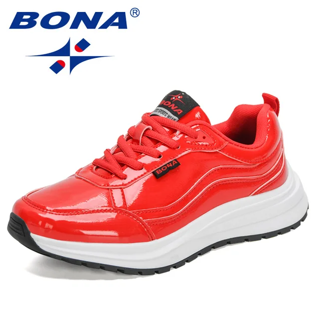BONA 2021 New Designers Trendy Casual Flats Sneakers Ladies Fashion Comfort Platform Vulcanized Shoes Women Leisure Footwear Red