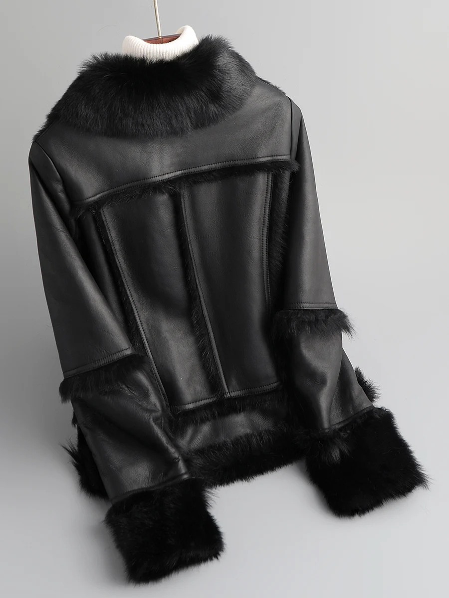 Natural Real Fur Coat Female Streetwear Sheep Shearling Jacket Women Winter Clothes Korean Double Faced Fur Tops Hiver 3009