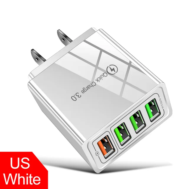USB Charger Quick Charge 3.0 For Iphone 12 Pro Max 13 12 Mini Samsung S21 Xiaomi Charger Adapter For Smartphones Fast Charging US White