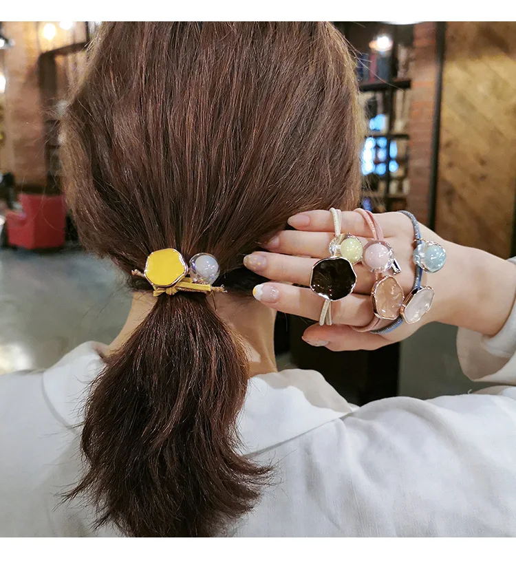 5  Temperament Headwear Drip Hair Ring Flash Diamond Crystal Head Rope Women Hair Accessories Jelly Headband Elastic Rubber Rope