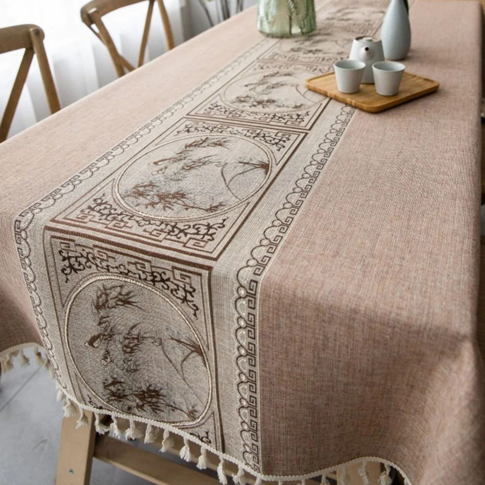 Japanese-Style Cotton Linen Rectangle TableclothChristmas Decoration Table Cloth Waterproof FabricDoilies for Kitchen Birthday