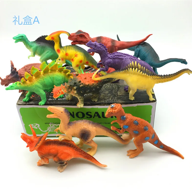 

CHILDREN'S Toy Animal Dinosaur Model Plastic Dinosaur Model 12 of Large Size Colored Box Suite