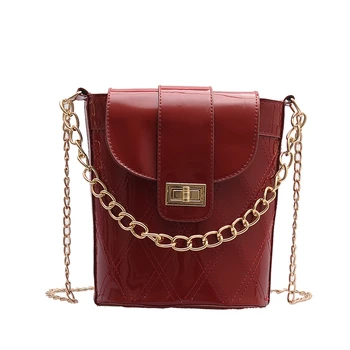 

Spring and Summer Retro Simple Chain Bag Fashion Textured Bucket Messenger Bag