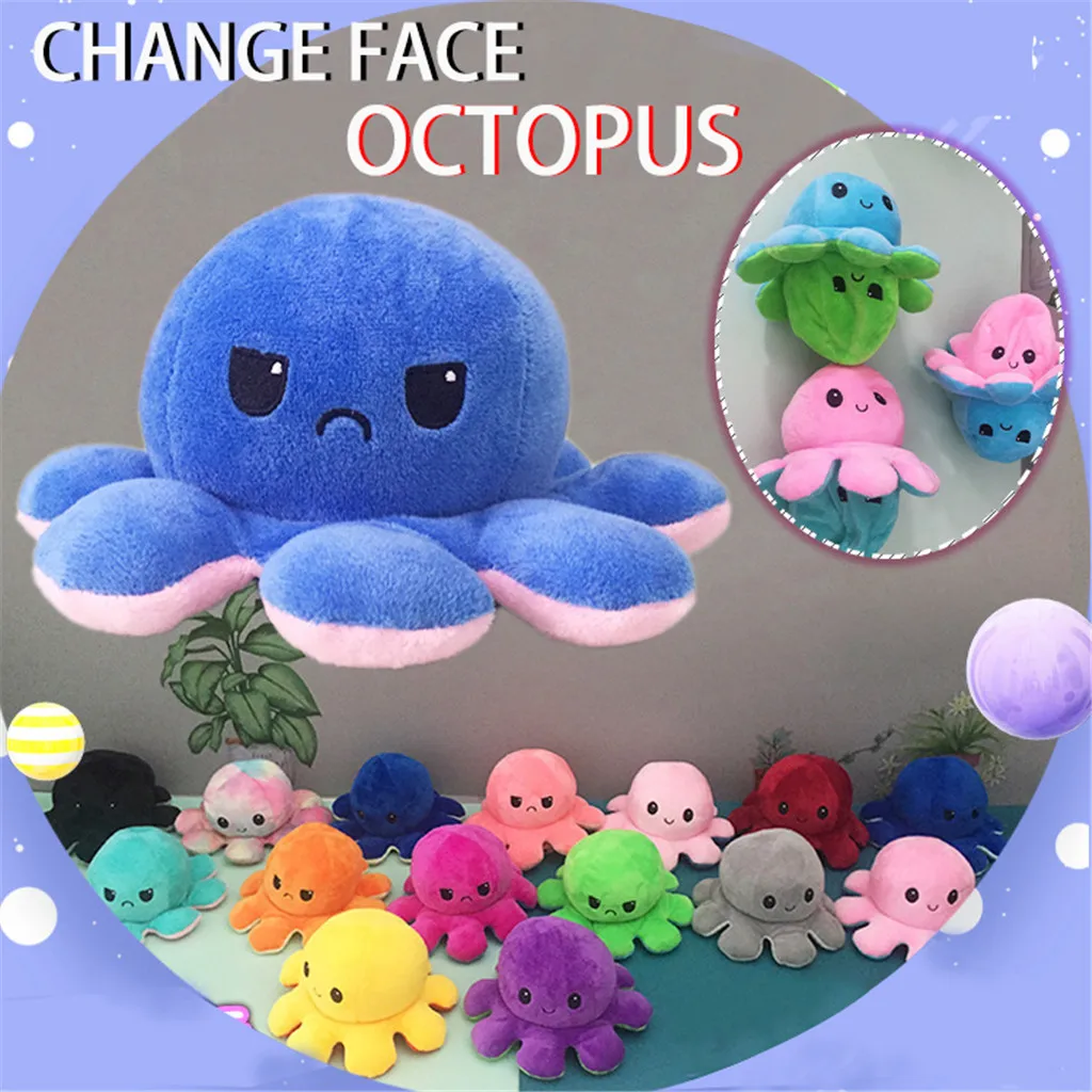

Cute Soft Simulation Reversible Octopu Doll Kids Christmas Gift Double-sided Flip Plush Toy Child Birthday present Fast Ship