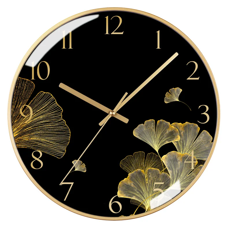Ultra-Quiet leaf Wall Clock Black  