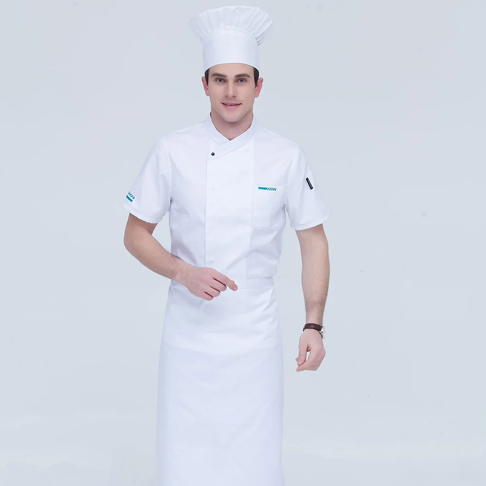 New Arrival Food Service Men Clothes Hot Chef Jackets Uniform Short-sleeved Hotel Restaurant Chef Clothing Kitchen Uniform