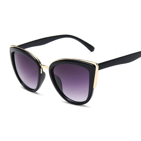 Arrive Fashion Black Cat Eye Sunglasses Women Brand Designer Retro Female Sun Glasses Female Oculos De Sol Feminino UV400