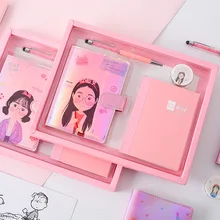 Подарочная коробка в виде сердца для девочек, маленький блокнот для начинающих, Южная Корея, креативная Милая цветная ручка, набор книг, блокнот