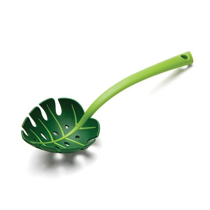

1pcs Creative Green Leaf Cooking Shovels Vegetable Strainer Scoop ABS Spoon Chopping Colander Soup Filter Kitchen Tools