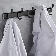 New Punch-free Double Row Hooks Cloth Shelf Wall Mounted Sticky Clothes Rack Hooks Storage For Bathroom Living Room Tower Holder
