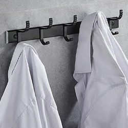 New Punch-free Double Row Hooks Cloth Shelf Wall Mounted Sticky Clothes Rack Hooks Storage For Bathroom Living Room Tower Holder