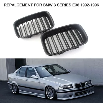 

New Pair Car Front Grilles Matte Black Gloss Black Dual Slat Repalcement for BMW 3 Series E36 1992-1996 51138122237/51138122238