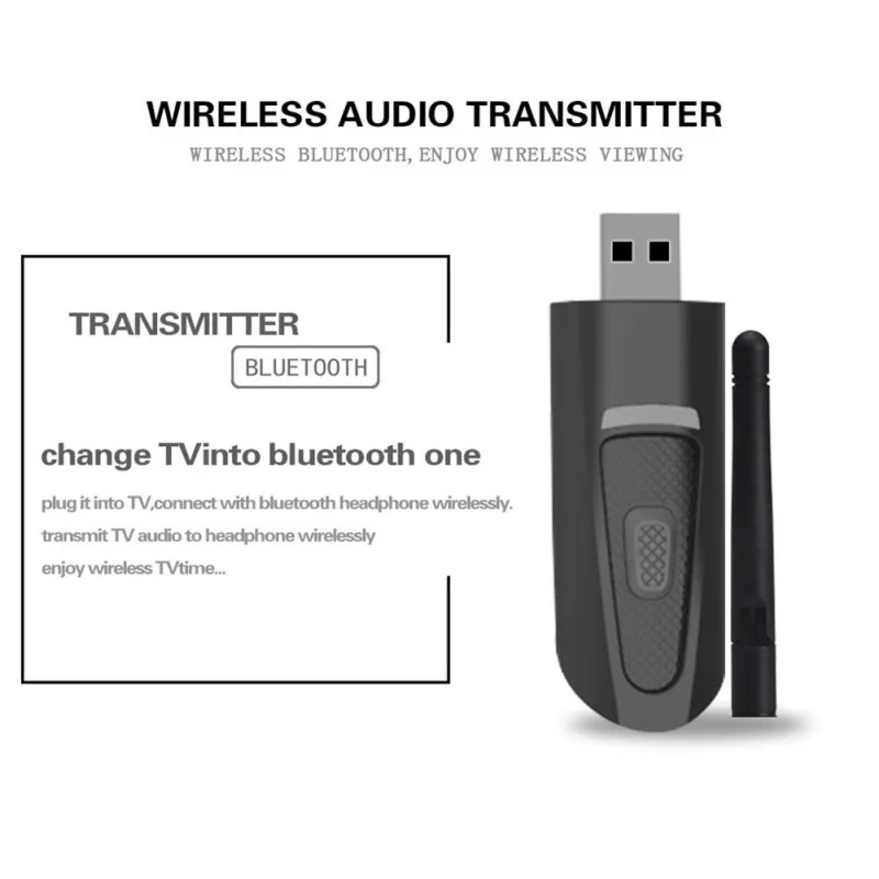 2-в-1 Bluetooth аудио передатчик для телевизора/ПК 3,5 мм Беспроводной звуковая карта USB с внешней антенной