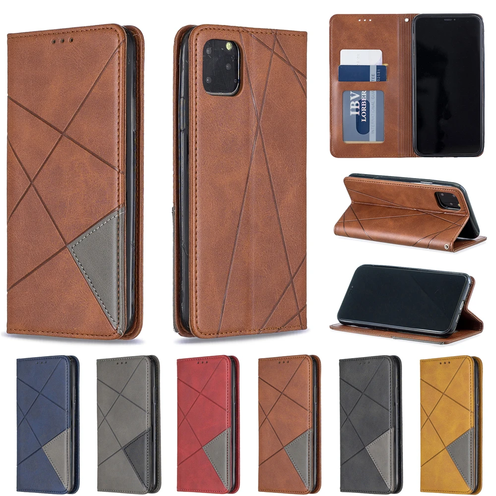 caso de couro de luxo para apple iphone pro xs max mini xr plus se ímã flip book capa funda