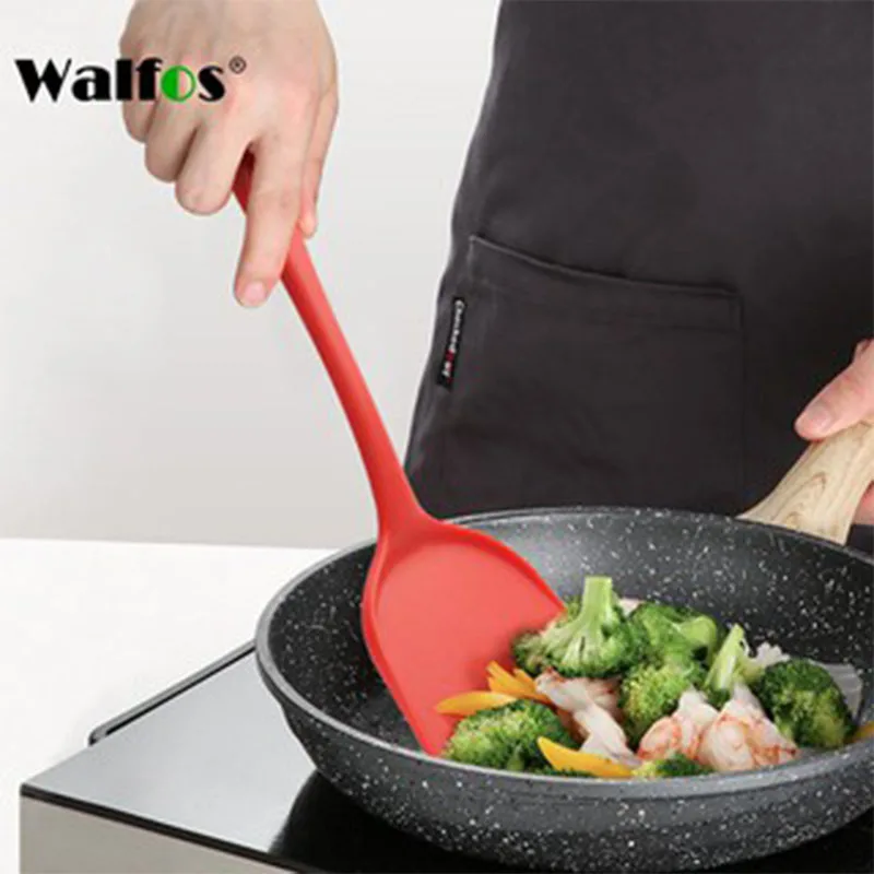 Silicone Frying Shovel Walfos Non-Stick Silicone Shovel Heat-Resistant Handle Turner Kitchen Spatula