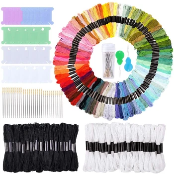

Nonvor 207 Pcs Embroidery Kit,Embroidery Starter Kit with Cross Stitch Threads, Embroidery Floss,Embroidery Large Eye Needle