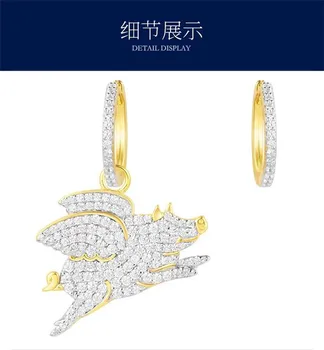 

Brand designer fly pig earrings 925 sterling silver jewelry For Women zircon gold color space flying earring Monaco Fevrier 2018