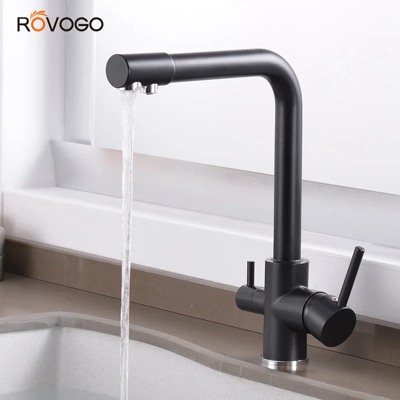  ROVOGO Filter Kitchen Faucet Cold and Hot Mixer Tap Drinking Water Filter 3 way Sink Tap Mixer Cran - 4000257893581