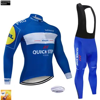 

2019 New QUICK STEP Cycling Set UCI Team Men Winter Fleece Racing Cycling Jersey MTB Bicycle Clothing Wear Ropa Maillot Ciclismo