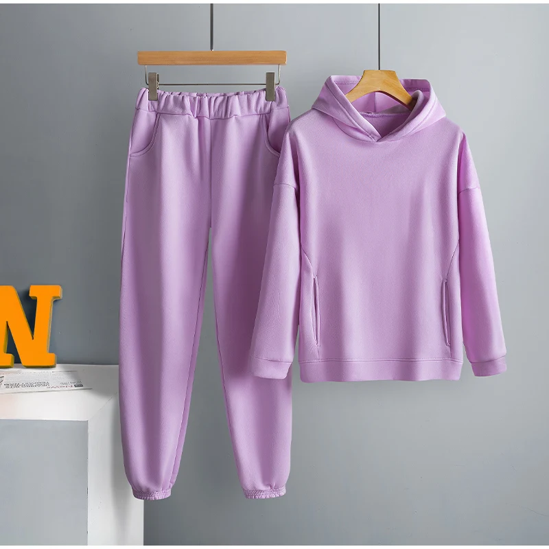 Two Piece Set Casual Fleece Tracksuit Women Winter 2021 Women's Sets Oversized Hooded Long Sleeve Hoodie Sport Pants Lady Suit