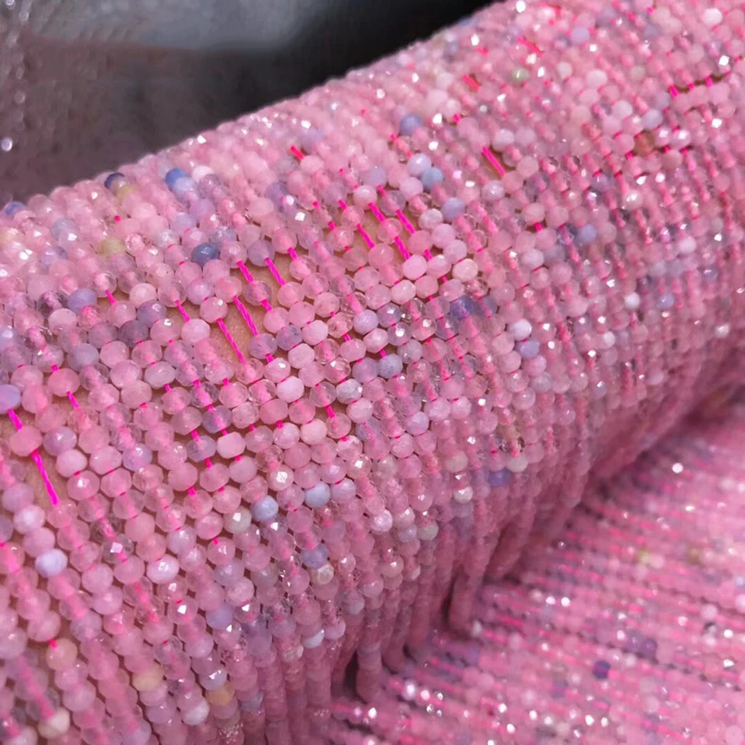 Rhodochrosite K2 Amazon Stone Moonstone Morganite 2x3mm Gemstone Beads Faceted Roundel for Silver 925 Jewelry Making 15inch | Украшения и