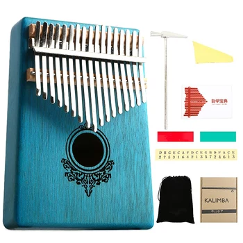 

Kalimba Thumb Piano 17 Keys Mahogany Wooden with Hammer and Music Book for Music Lover Beginners Children