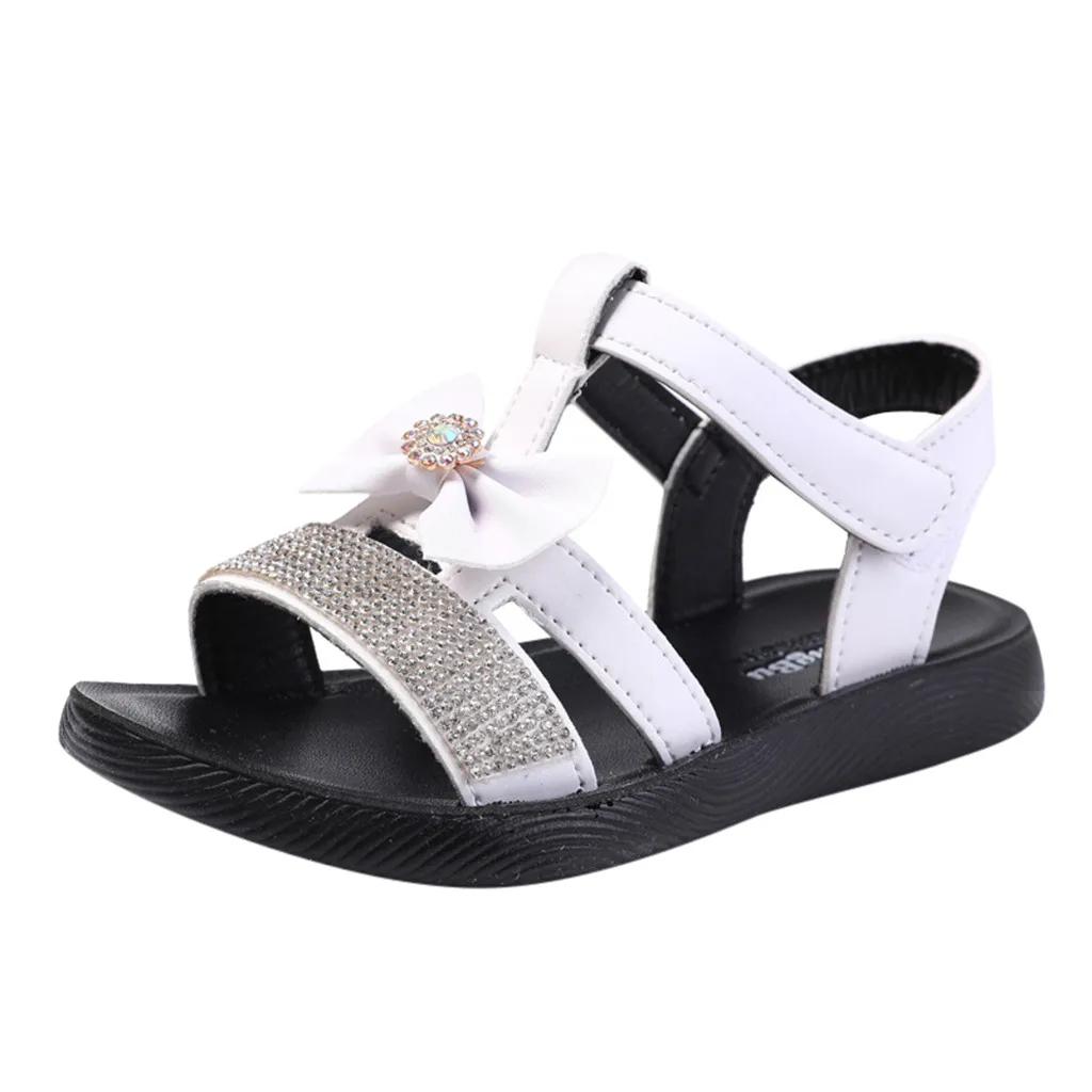 Girls sandals Korean version of rhinestones Princess shoes Summer new big children's sandals Bow Hook& Loop Y10.23