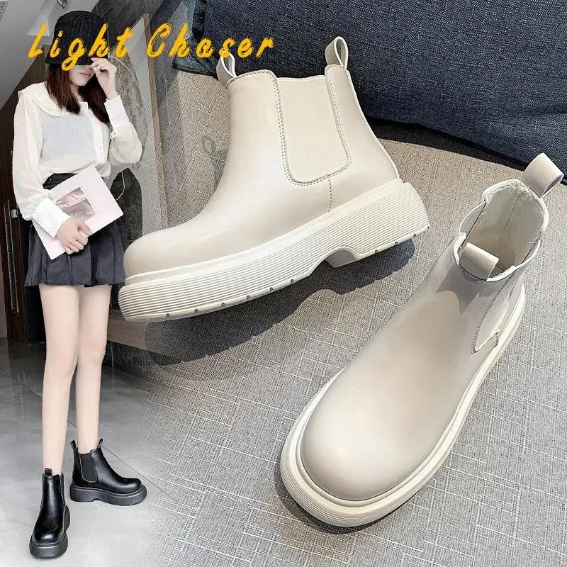 

Women Chunky Heel Ankle Boots Woman Shoes Autumn Brand Designer Chelsea Boots Female Platform Boots Lasdies Fashion Combat Boots