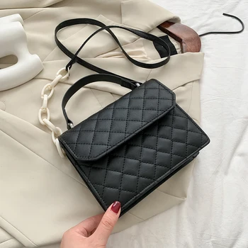

Youth Ladies Simple Versatile Bag Lattice Pattern Women Messenger Bag Female Shoulder Bags Solid Handbag Satchel