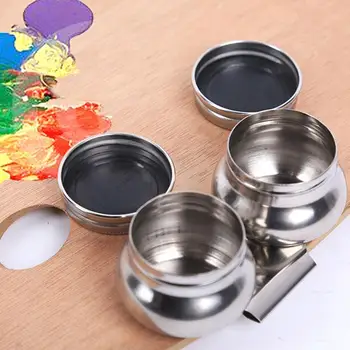 

1Pcs Stainless Steel Palette Oil Color Pot Painting Supplies Art Palette Tools