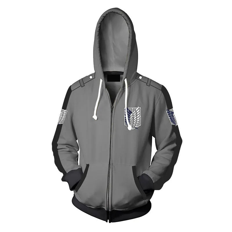 Anime Attack of The Titans Cosplay costume Mens Pullover Hoodies Fashion Adult Harajuku Zipper Hoodie Sweatshirt Mens Jacket