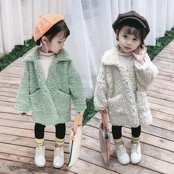 

Girls coat autumn and winter clothes new female baby fashion children thickening fur one plush velvet girl baby winter warm top
