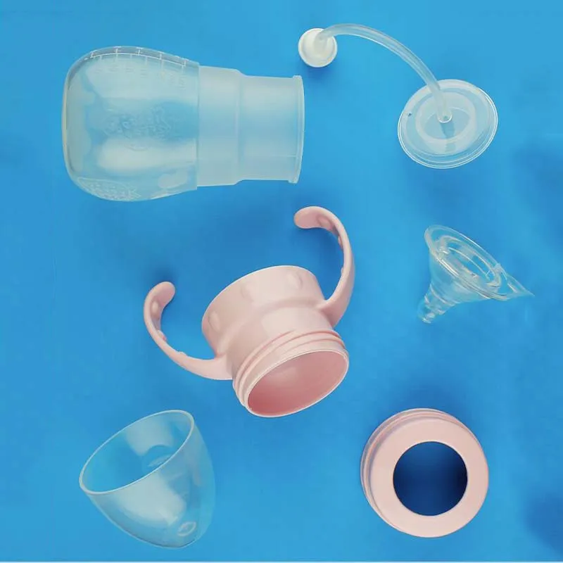 3 Use Infant Baby Soft Silicone Food Supplement Toddler Rice Cereal Feeding Bottles Spoon Milk Food Storage Cup 150/240ml Baby Food Storage Containers Portable Food Storage Box