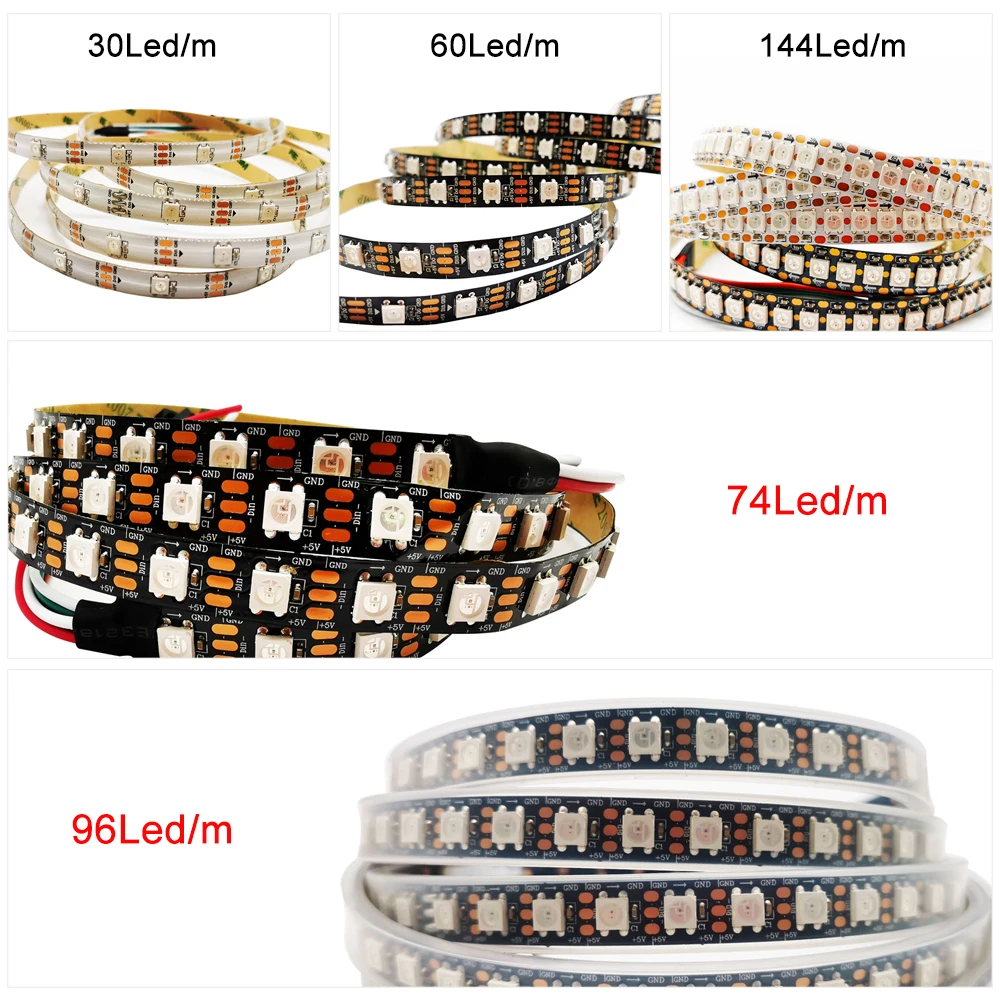 WS2812B SK6812 WS2813 WS2815 WS2811 умная цветная (RGB) 5050SMD светодиодные полосы индивидуально