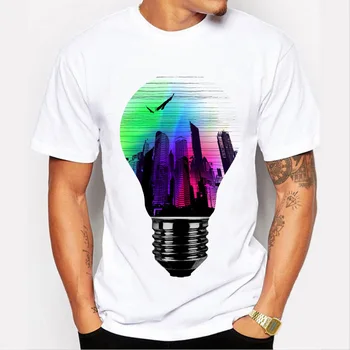 

Men clothing Tops fashion summer short t shirt men brand clothing cotton comfortable male t-shirt 3D light bulb print tshirt men