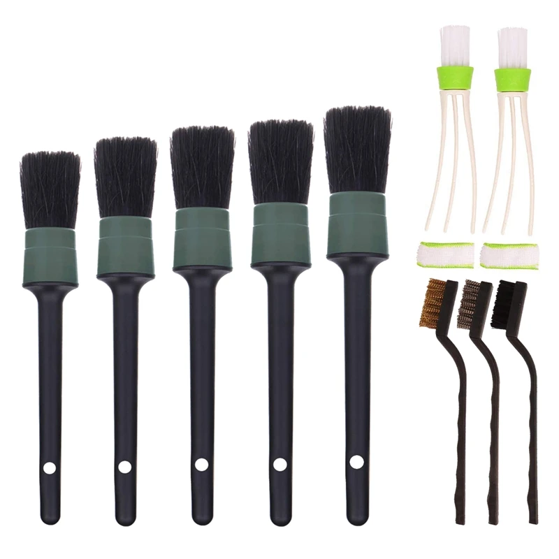 

10 Pieces Car Cleaner Brush Set Including Detail Brush,3 Pcs Wire Brush and 2 Pcs Automotive Air Conditioner,Auto Detailing Brus