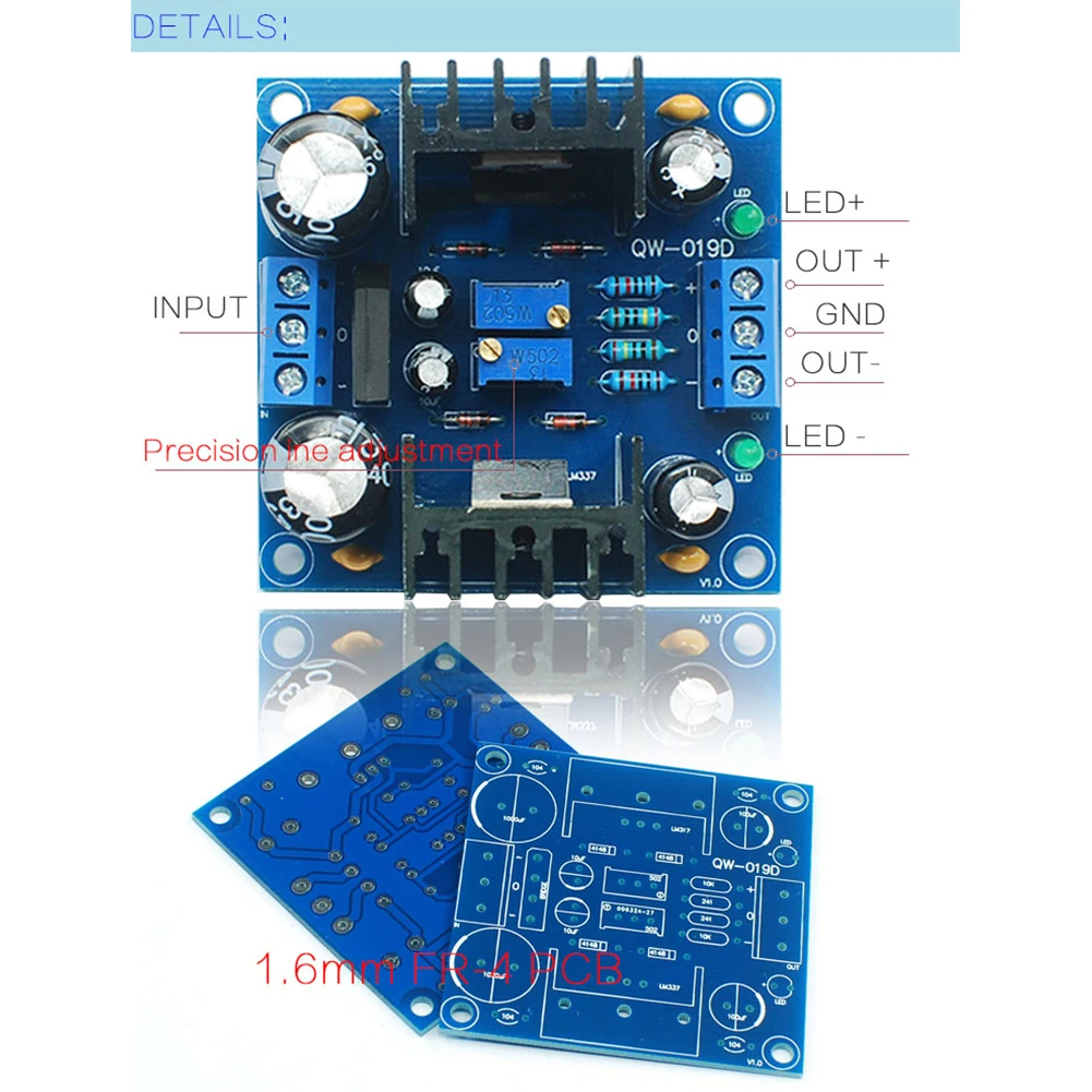 Инструмент регулируемый DIY силовые аксессуары для плат модуль компьютера LM317 LM337 профессиональные положительные отрицательные электрические цепи