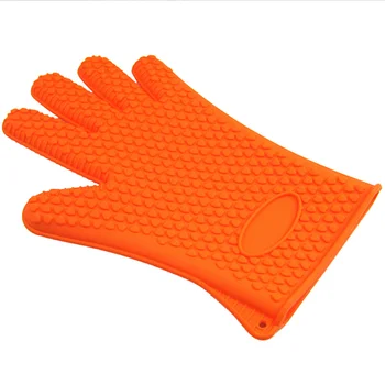 

Heat Resistant Silicone Glove Oven Pot Mitt Baking BBQ Cooking Holder (Orange)
