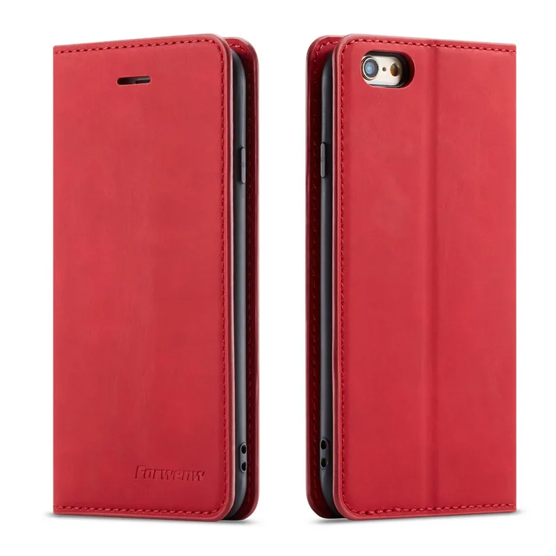 Красный Магнитный Флип-Стенд кожаный чехол для iPhone 6 6S Plus Coque Wallet Cover для iPhone 11 Pro Max XS Max XR X 8 7 Plus 5 5S SE чехлы - Цвет: Красный