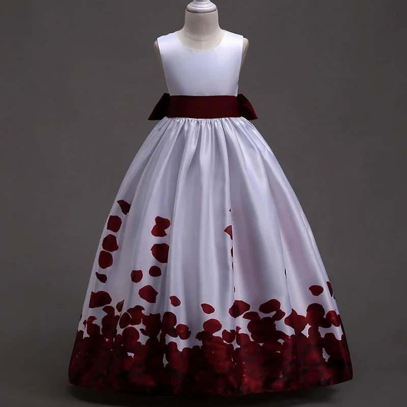 Свадебное платье для девочек детское праздничное платье для первого причастия для девочек детское Пышное Бальное Платье принцессы Vestido Comunion - Цвет: Dark red