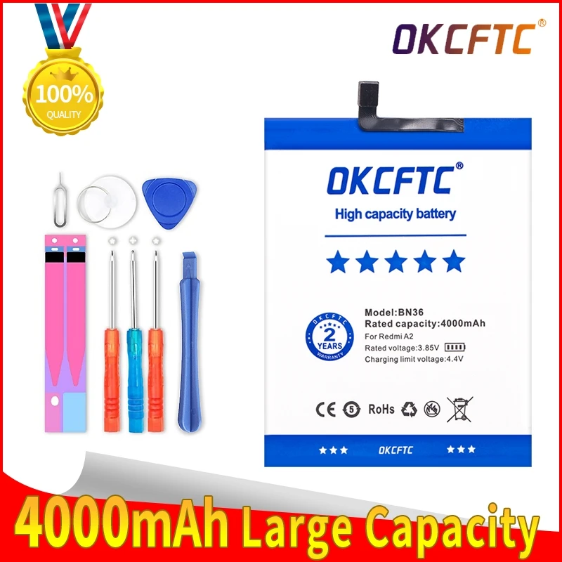 

Original Battery BN36 4000mAh for Xiaomi Mi6X Mi 6X MiA2 Mi A2 High Quality Phone Replacement Batteries