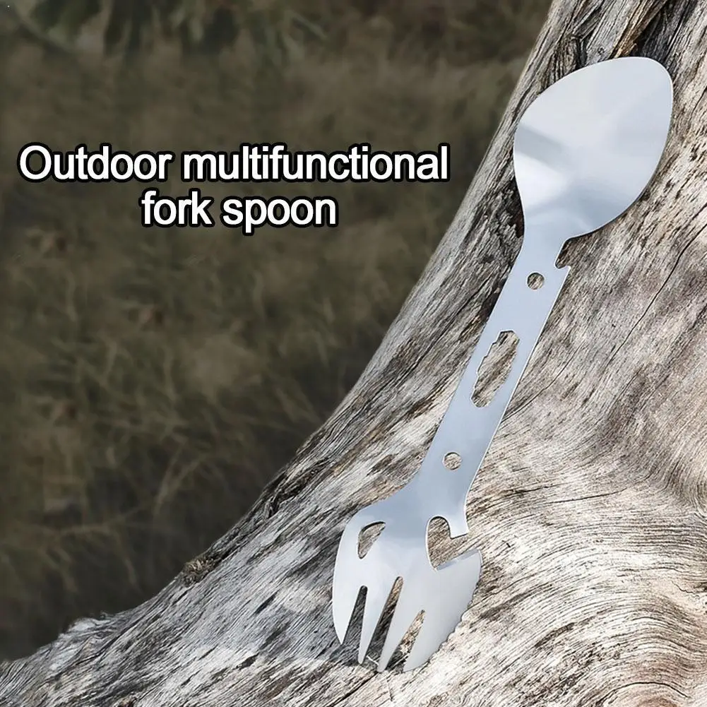 

5 In 1 Multi-Functional Outdoor Tools Stainless Steel Edc Survival Bottle Camping Fork Opener Spoon Knife Kit / Convenient Q8A8