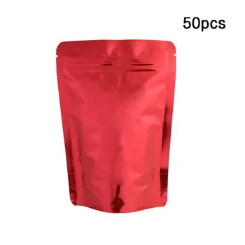 

50 Pcs 4 Colors Aluminum Foil Mylar Recloeable Ziplock Bag Front Clear Leak Proof Powder Food Bag Cosmetic Packaging 18*26cm