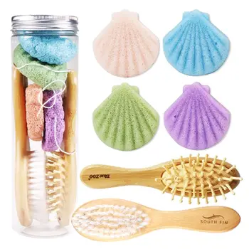 

6pcs Shell Shape Konjac Sponge Face Cleaning Brush Comb Cosmetic Puff Reusable Puff Facial Cleaner Skin Care Clean Tools