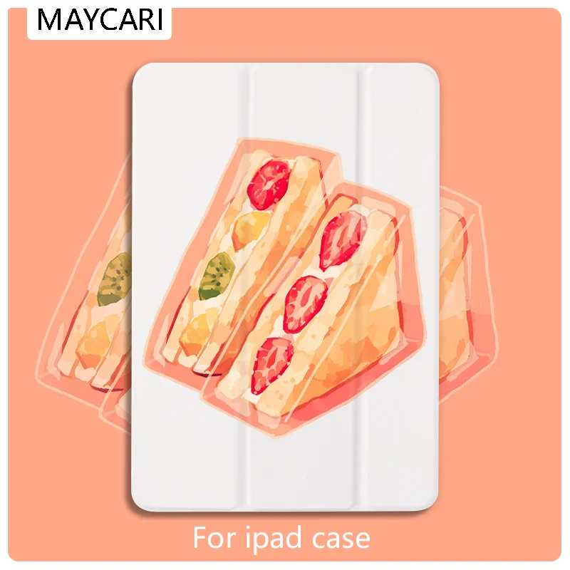 

Ipad2 3 4 White Leather PU Hard Back Case Cartoon Sandwich Cover Protective For 2020 iPad Pro 11 12.9 10.5 7.9 inch Mini 1 2 3 5