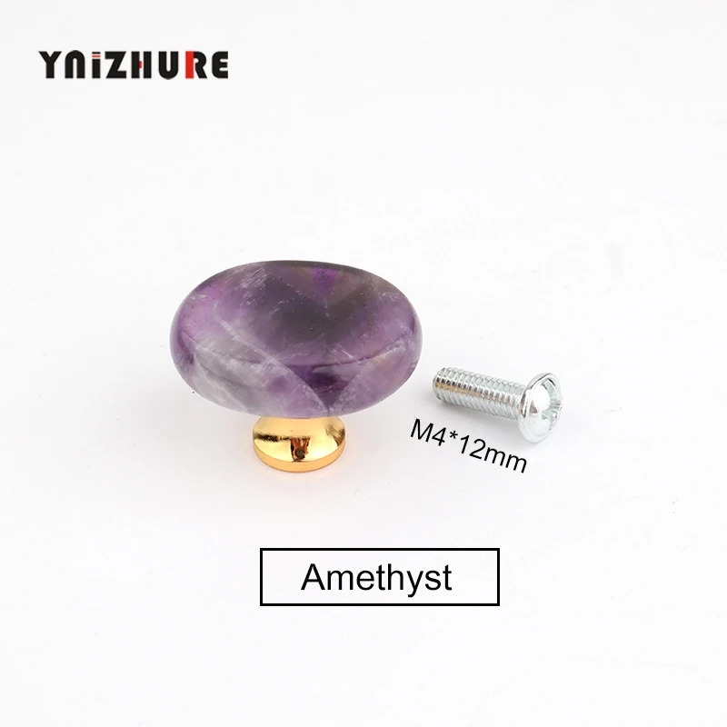 Amethyst Ручки ящика рейки из чистого природного камня с кристаллами, маленькая Подарочная коробка, декоративная ручка, ручка кухонного шкафа, кварцевый черный обсидиан - Цвет: Amethyst