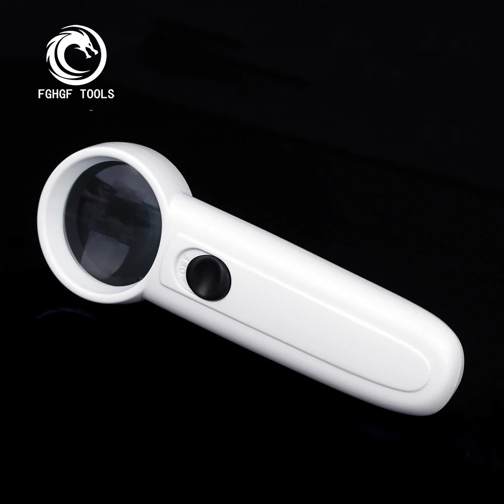 

FGHGF 15X 2 LED Light Lamp Microscope Multifunctional Portable Handheld Magnifier Loupe Magnifying Glass Tool
