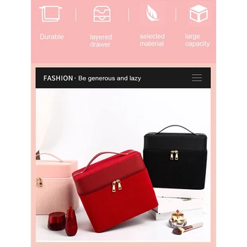 

Cosmetic Case, Suitcase, Travel Storage Box, Large Capacity Wash Bag, Double-Open Cosmetic Case